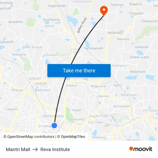 Mantri Mall to Reva Institute map