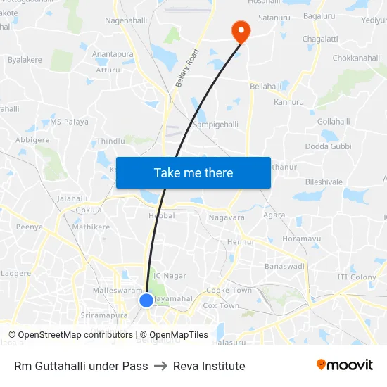 Rm Guttahalli under Pass to Reva Institute map