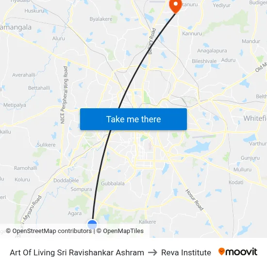 Art Of Living Sri Ravishankar Ashram to Reva Institute map