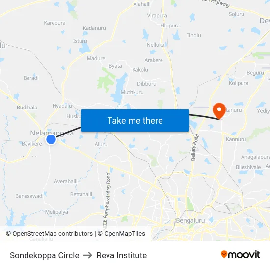 Sondekoppa Circle to Reva Institute map