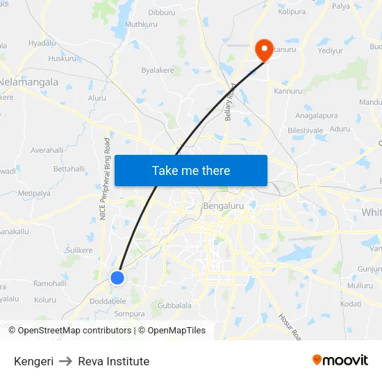 Kengeri to Reva Institute map