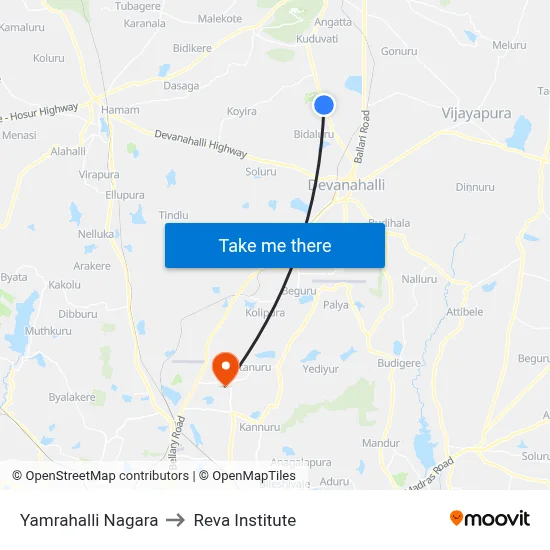 Yamrahalli Nagara to Reva Institute map