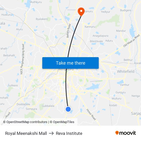 Royal Meenakshi Mall to Reva Institute map