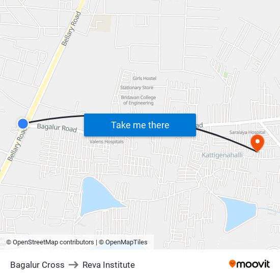 Bagalur Cross to Reva Institute map