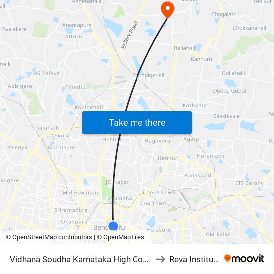 Vidhana Soudha Karnataka High Court to Reva Institute map