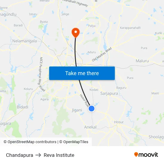 Chandapura to Reva Institute map