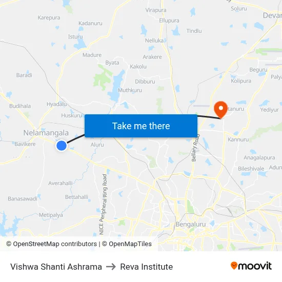 Vishwa Shanti Ashrama to Reva Institute map