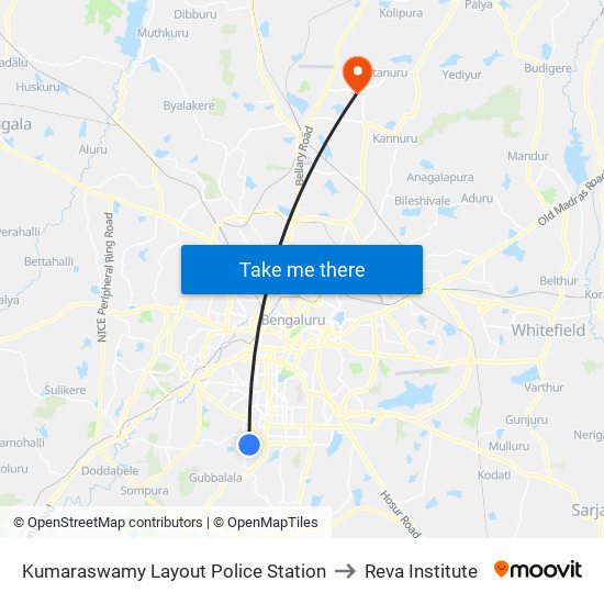 Kumaraswamy Layout Police Station to Reva Institute map