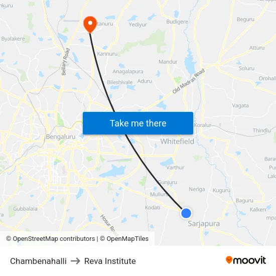 Chambenahalli to Reva Institute map