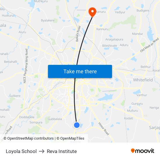 Loyola School to Reva Institute map