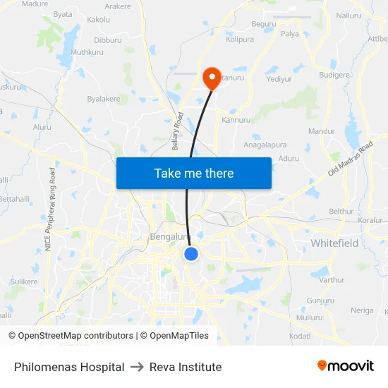 Philomenas Hospital to Reva Institute map
