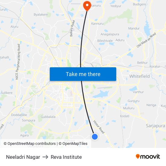 Neeladri Nagar to Reva Institute map