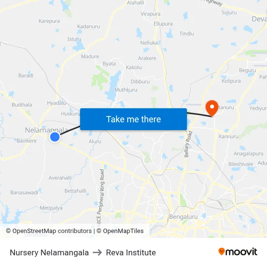 Nursery Nelamangala to Reva Institute map