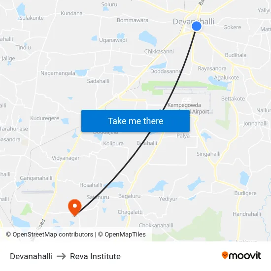Devanahalli to Reva Institute map