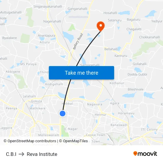 C.B.I to Reva Institute map