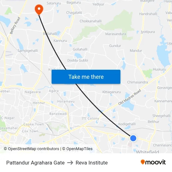 Pattandur Agrahara Gate to Reva Institute map