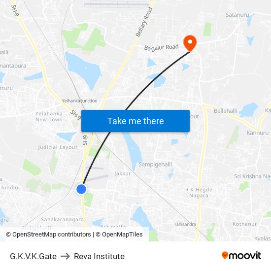 G.K.V.K.Gate to Reva Institute map