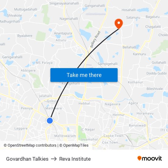 Govardhan Talkies to Reva Institute map