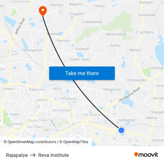 Rajapalya to Reva Institute map