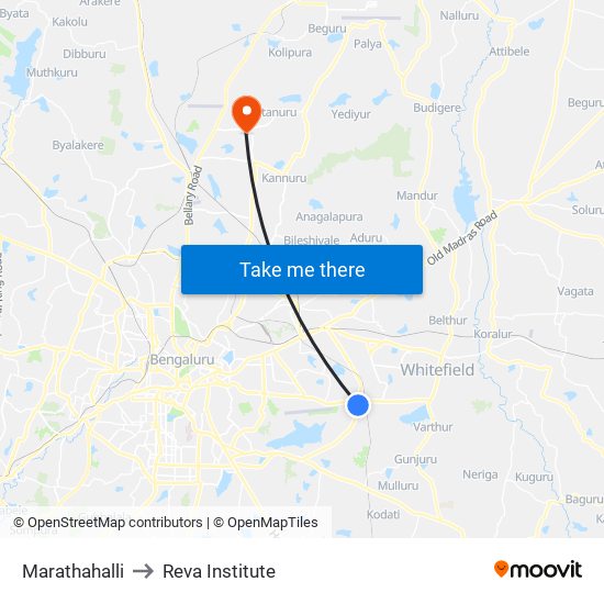 Marathahalli to Reva Institute map