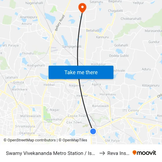 Swamy Vivekananda Metro Station / Isolation Hospital to Reva Institute map