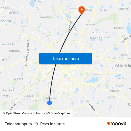 Talaghattapura to Reva Institute map
