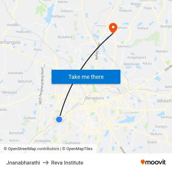 Jnanabharathi to Reva Institute map