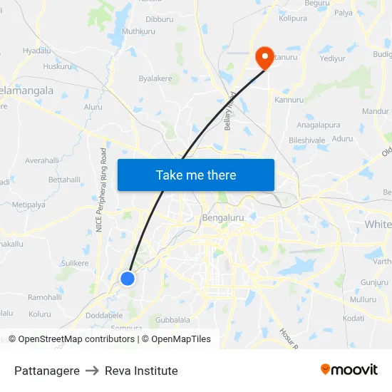 Pattanagere to Reva Institute map