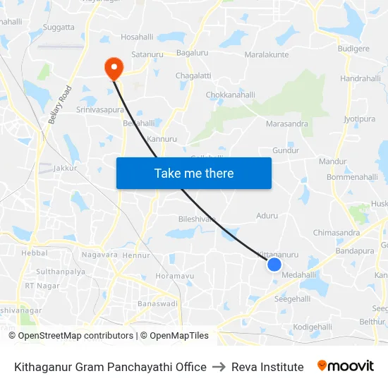 Kithaganur Gram Panchayathi Office to Reva Institute map