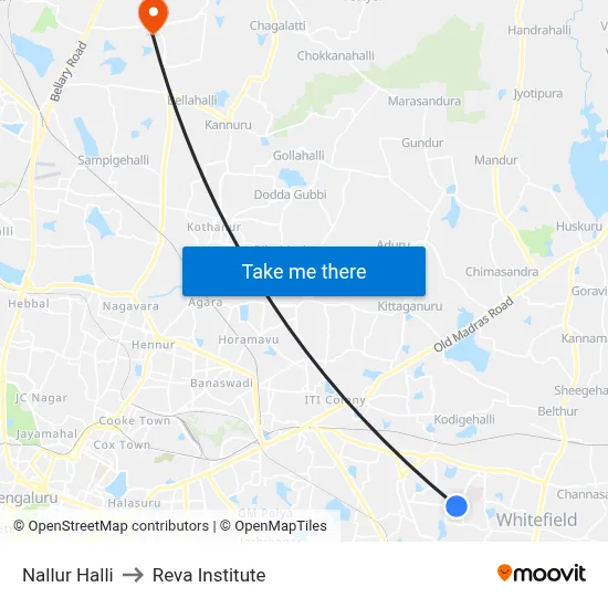 Nallur Halli to Reva Institute map