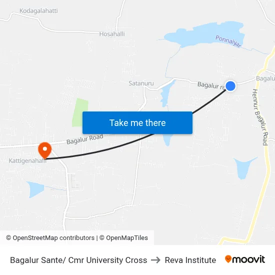 Bagalur Sante/ Cmr University Cross to Reva Institute map