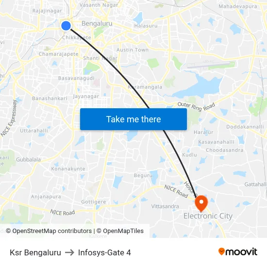Ksr Bengaluru to Infosys-Gate 4 map