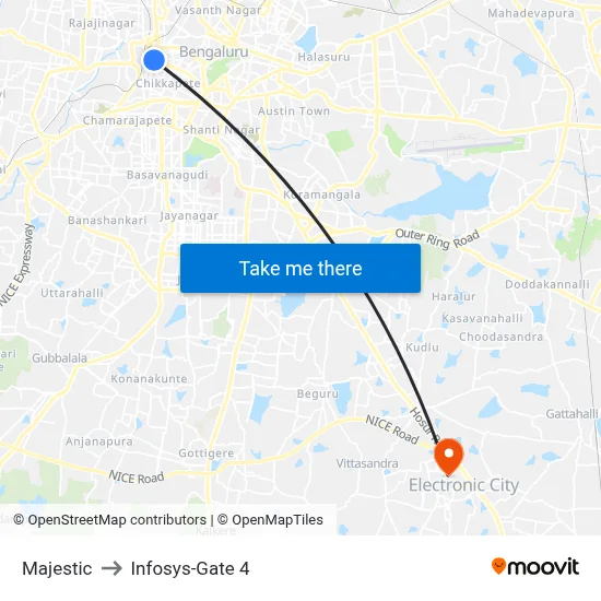 Majestic to Infosys-Gate 4 map