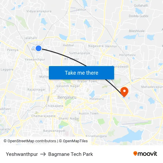 Yeshwanthpur to Bagmane Tech Park map