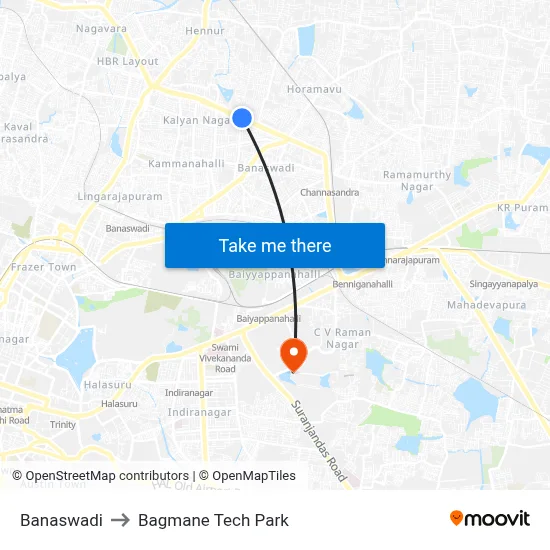 Banaswadi to Bagmane Tech Park map