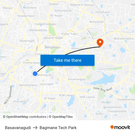 Basavanagudi to Bagmane Tech Park map