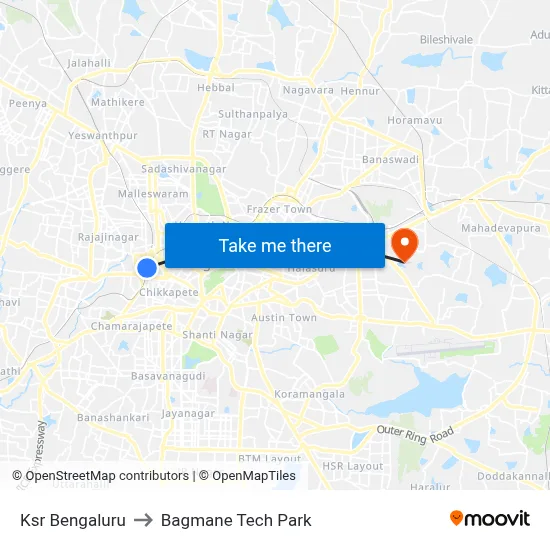 Ksr Bengaluru to Bagmane Tech Park map
