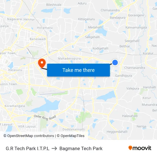 G.R Tech Park I.T.P.L to Bagmane Tech Park map