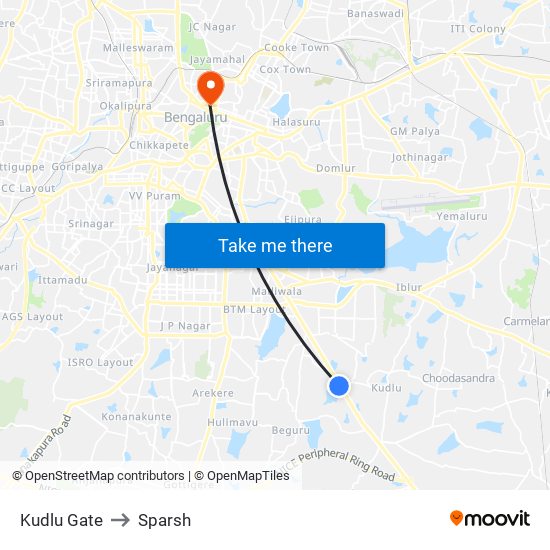 Kudlu Gate to Sparsh map