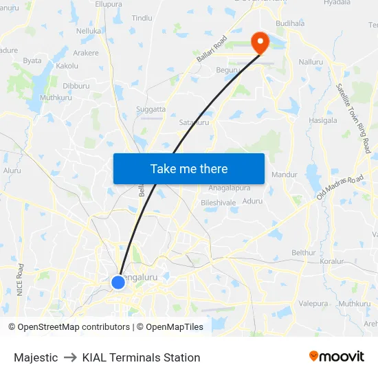 Majestic to KIAL Terminals Station map