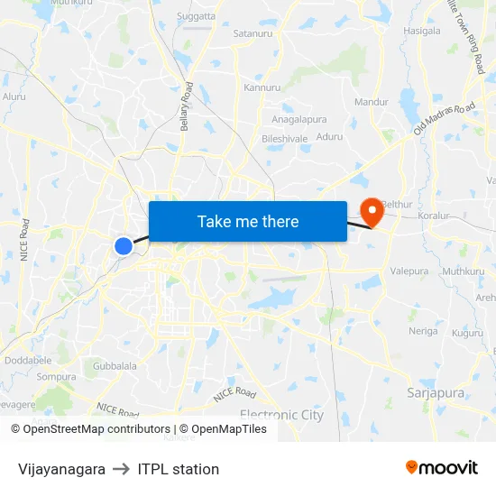 Vijayanagara to ITPL station map