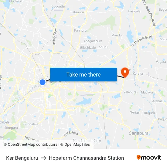 केएसआर बेंगलुरु to Hopefarm Channasandra Station map