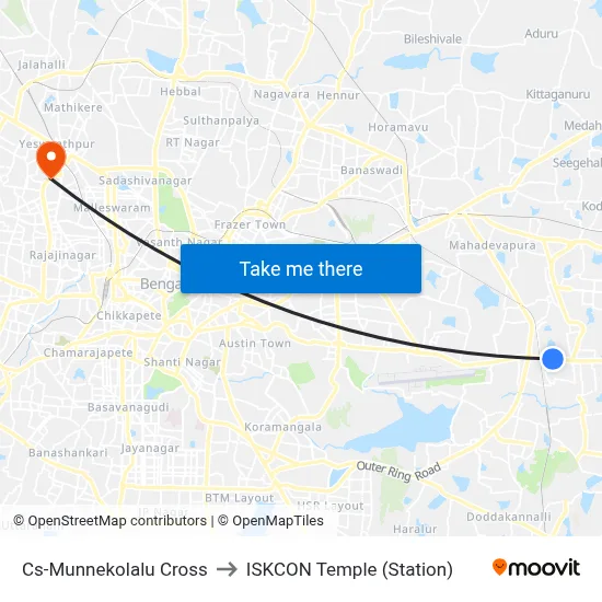 Cs-Munnekolalu Cross to ISKCON Temple (Station) map