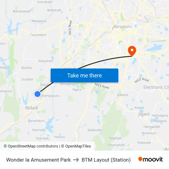 Wonder la Amusement Park to BTM Layout (Station) map