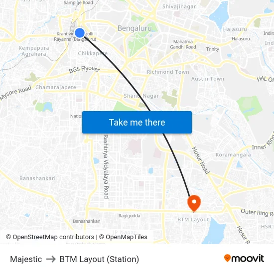 Majestic to BTM Layout (Station) map
