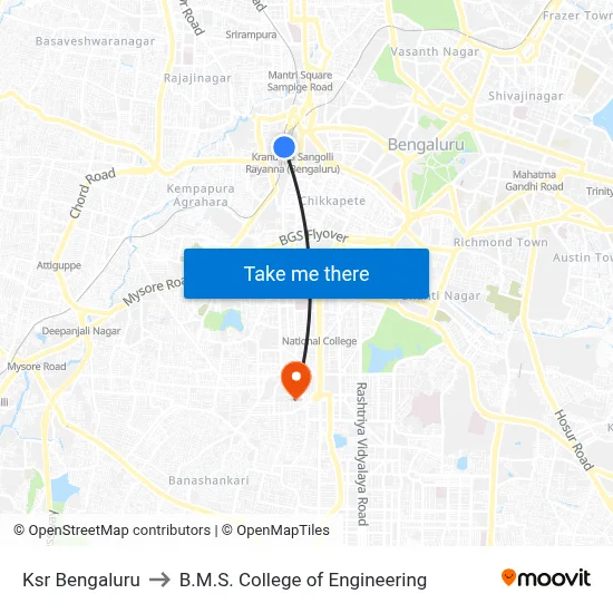 Ksr Bengaluru to B.M.S. College of Engineering map