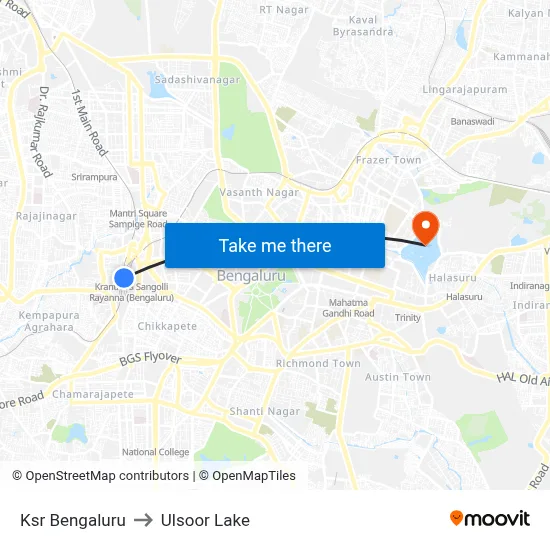 Ksr Bengaluru to Ulsoor Lake map