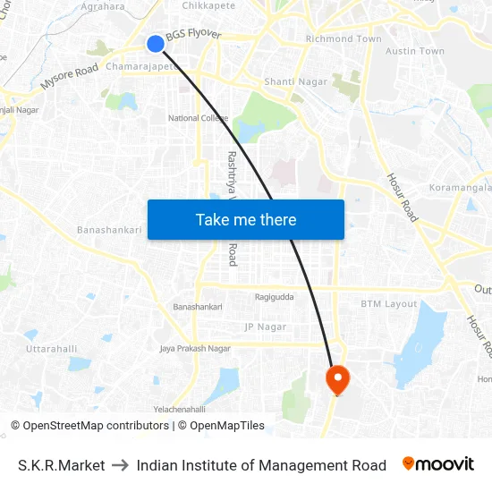 S.K.R.Market to Indian Institute of Management Road map