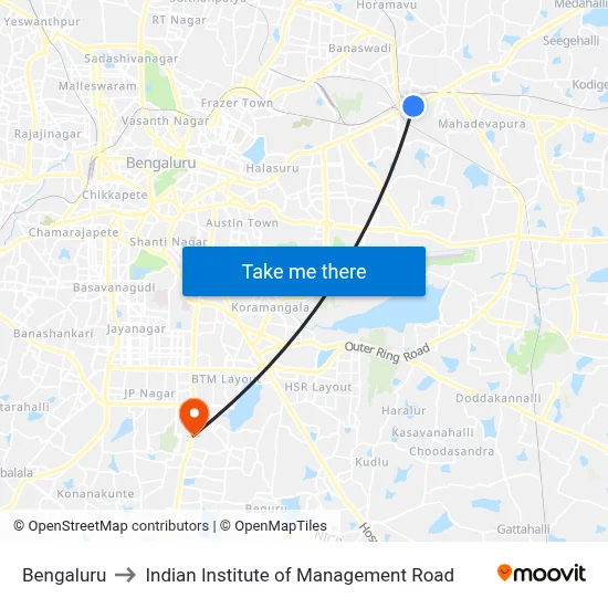 Bengaluru to Indian Institute of Management Road map