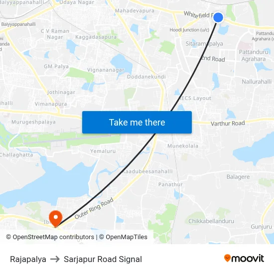 Rajapalya to Sarjapur Road Signal map